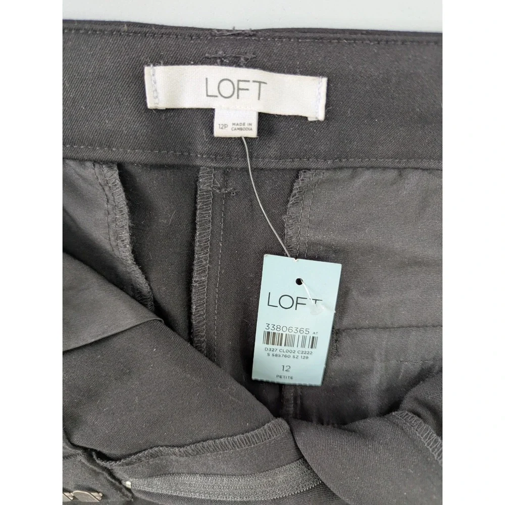 LOFT Womens 12P Black Tie Waist Ankle Pants NWT Bow Belt Petite - Picture 2 of 5